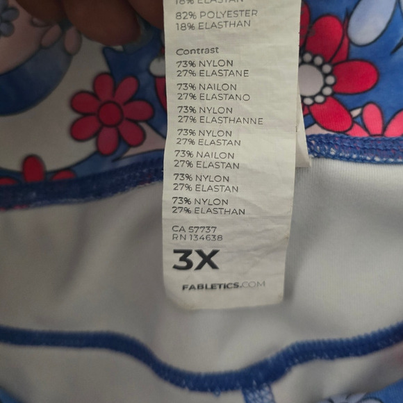 Fabletics Pure Lux High Waisted Women's Floral Pink Blue Leggings 3XL - Picture 6 of 6